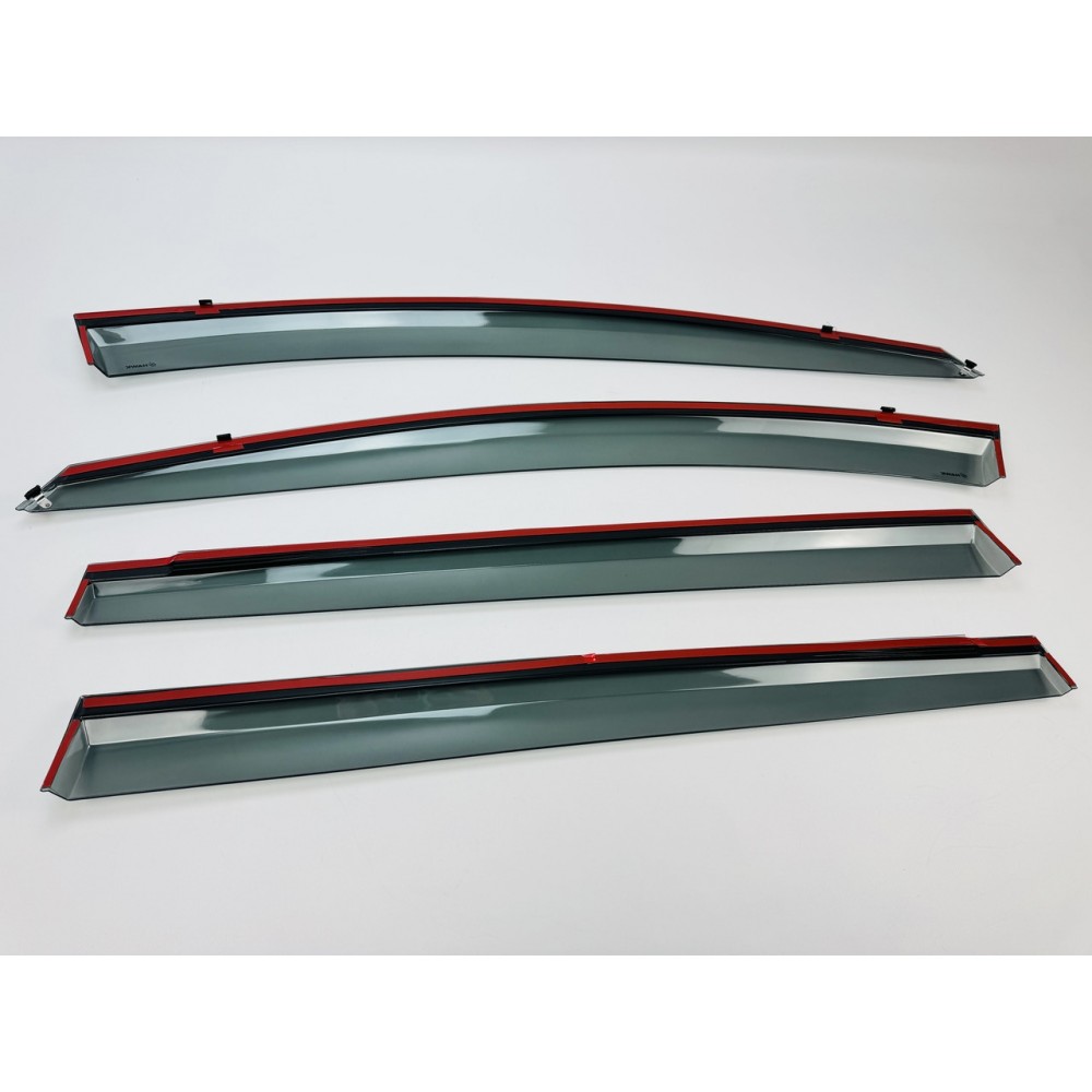 Дефлекторы окон (ветровики) для Nissan KICKS 2016-2022 c нерж. хром полоской (HAWK)