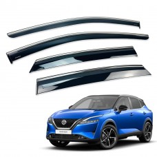Дефлекторы окон (ветровики) для Nissan Qashqai J12 III 2021+ 6шт. c нерж. хром полоской (HAWK)