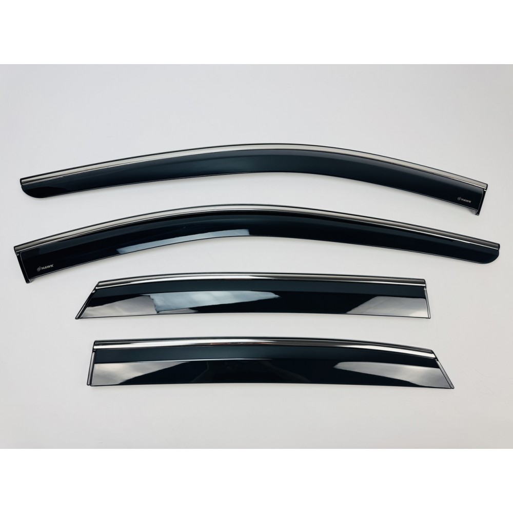 Дефлектори вікон (вітровики) для Nissan Qashqai J12 III 2021+ 6шт. з нерж.хром полоскою (HAWK)