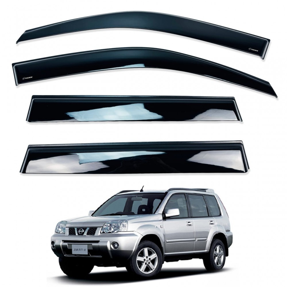 Дефлектори вікон (вітровики) для Nissan X-Trail  2013-2021 /Rogue T32 6ШТ. нерж.хром полоскою (HAWK)