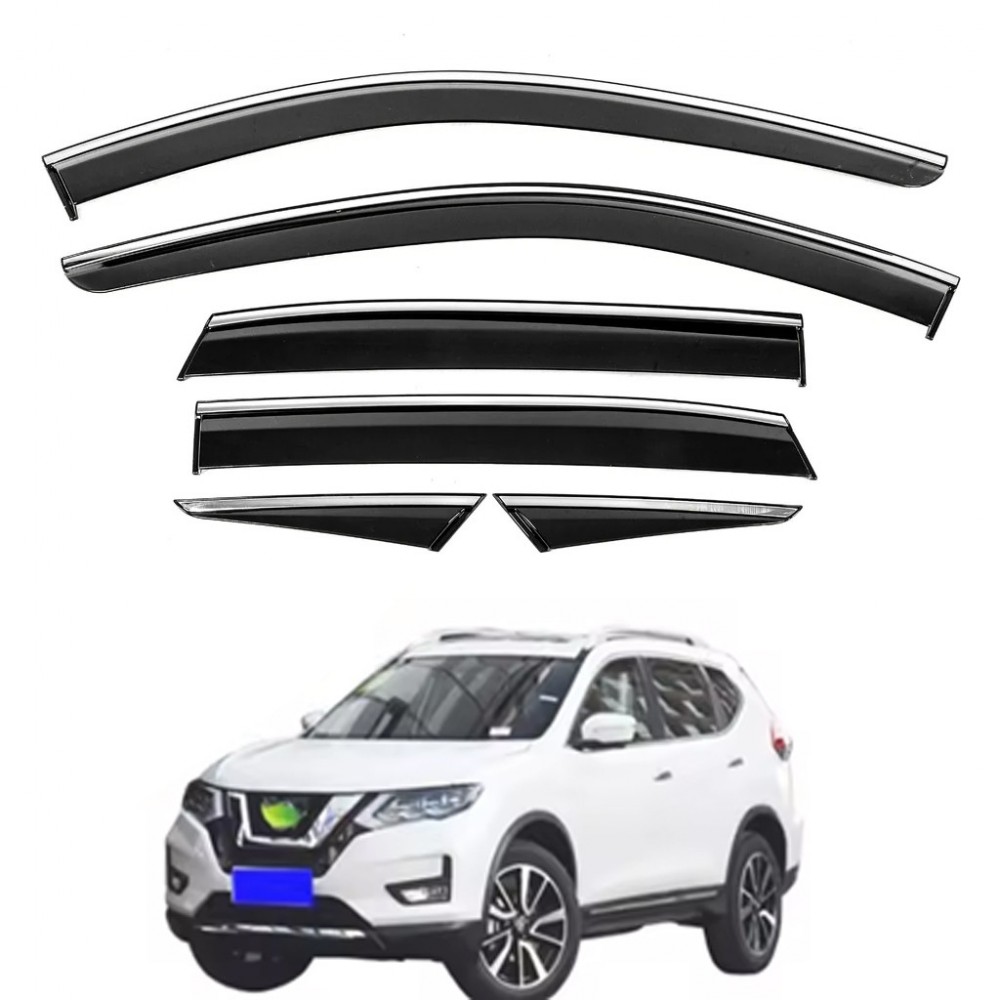 Дефлектори вікон (вітровики) для Nissan X-TRAIL / ROGUE T33 2021+ з нерж.хром полоскою (HAWK)