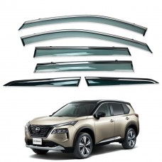 Дефлектори вікон (вітровики) для Nissan X-Trail T33 / Rogue 2021+ 6ШТ з нерж.хром полоскою (HAWK) Дефлектори вікон (вітровики) для Nissan X-Trail T33 / Rogue 2021+ 6ШТ з нерж.хром полоскою (HAWK)