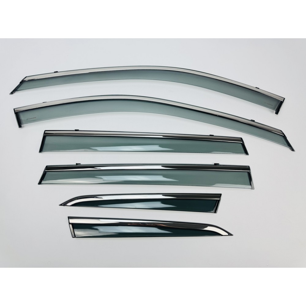 Дефлекторы окон (ветровики) для Nissan ARIYA 2022+ с нерж. хром полоской (HAWK)