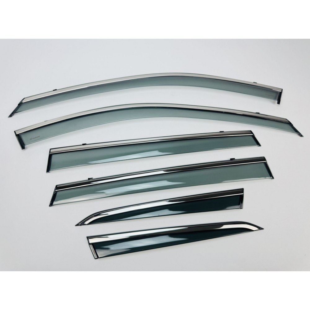 Дефлекторы окон (ветровики) для Nissan ARIYA 2022+ с нерж. хром полоской (HAWK)