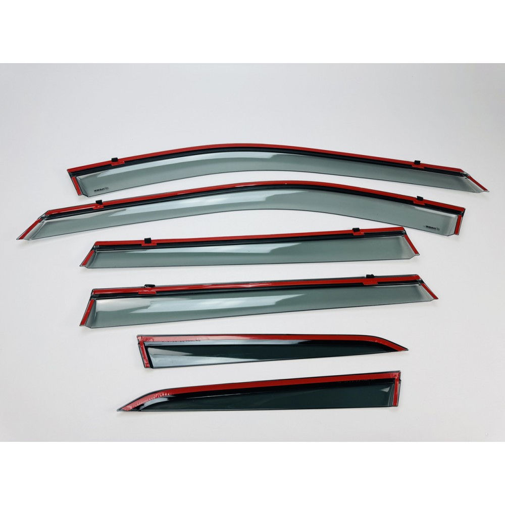 Дефлекторы окон (ветровики) для Nissan ARIYA 2022+ с нерж. хром полоской (HAWK)