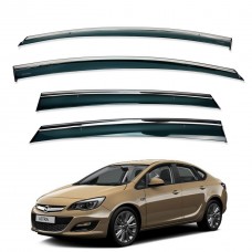Дефлекторы окон (ветровики) для OPEL ASTRA L 2022+ нерж. с хром полоской (HAWK)