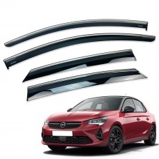 Дефлекторы окон (ветровики) для OPEL CROSSLAND X 2018+ нерж. с хром полоской (HAWK)
