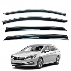 Дефлекторы окон (ветровики) для PEUGEOT RIFTER / Combo 2018+ нерж. с хром полоской (HAWK)