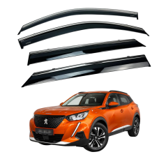 Дефлекторы окон (ветровики) для PEUGEOT 2008 2020- нерж. с хром полоской (HAWK)