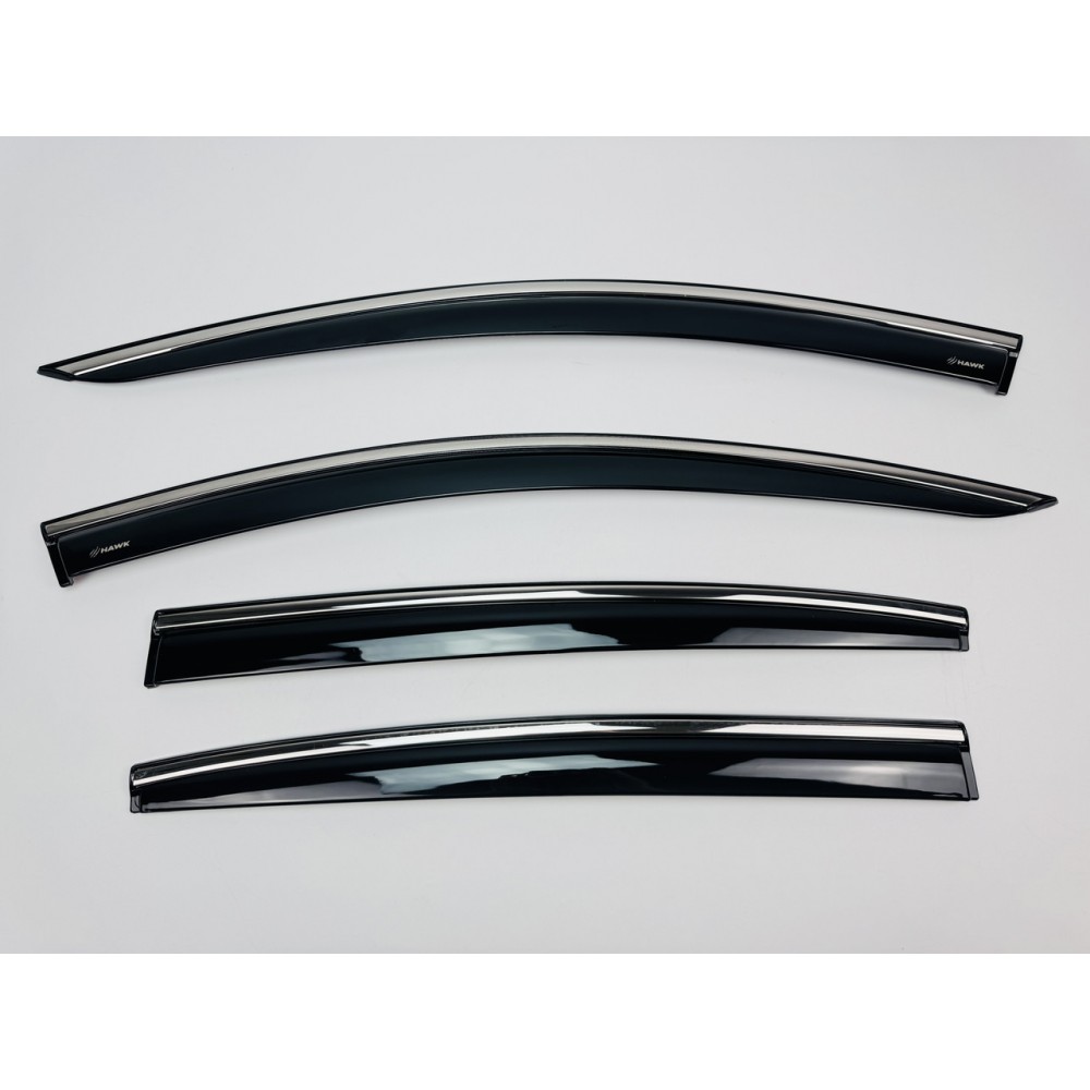 Дефлекторы окон (ветровики) для Peugeot 5008 2017+ c нерж хром полоской (HAWK)