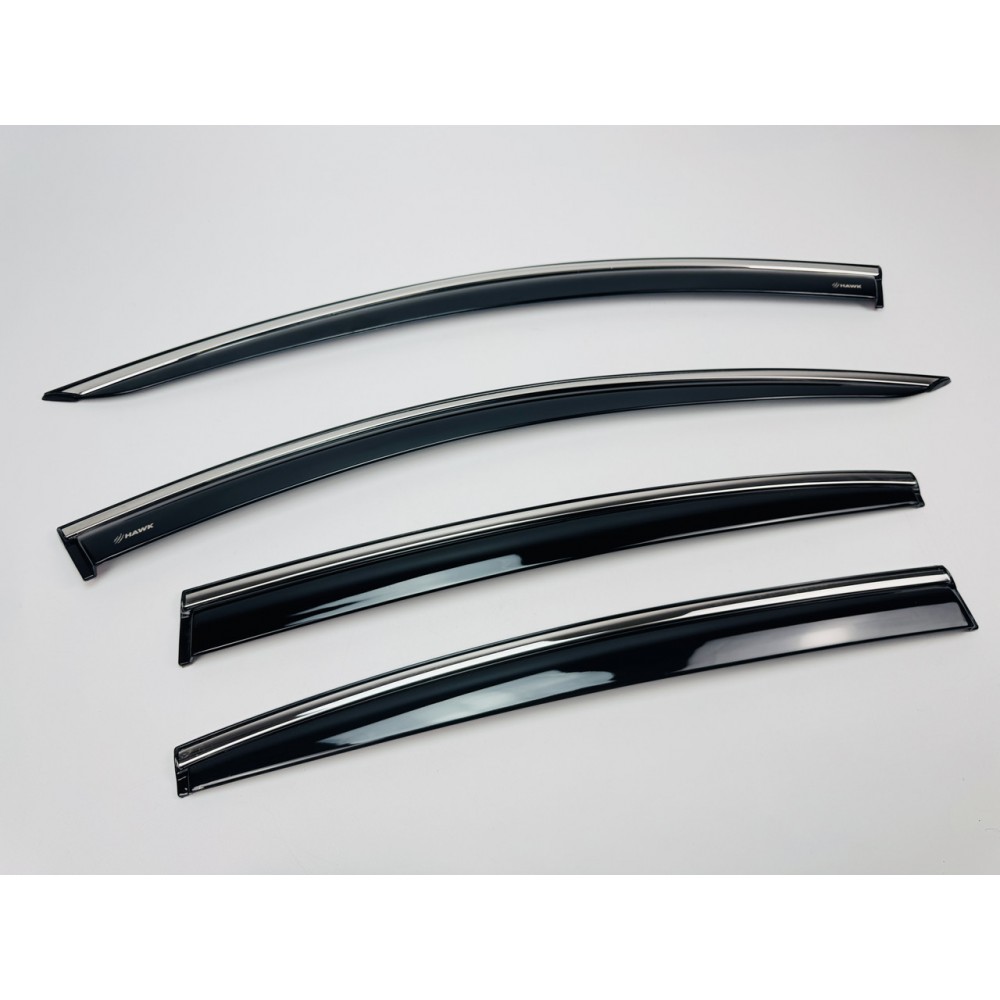 Дефлекторы окон (ветровики) для Peugeot 5008 2017+ c нерж хром полоской (HAWK)