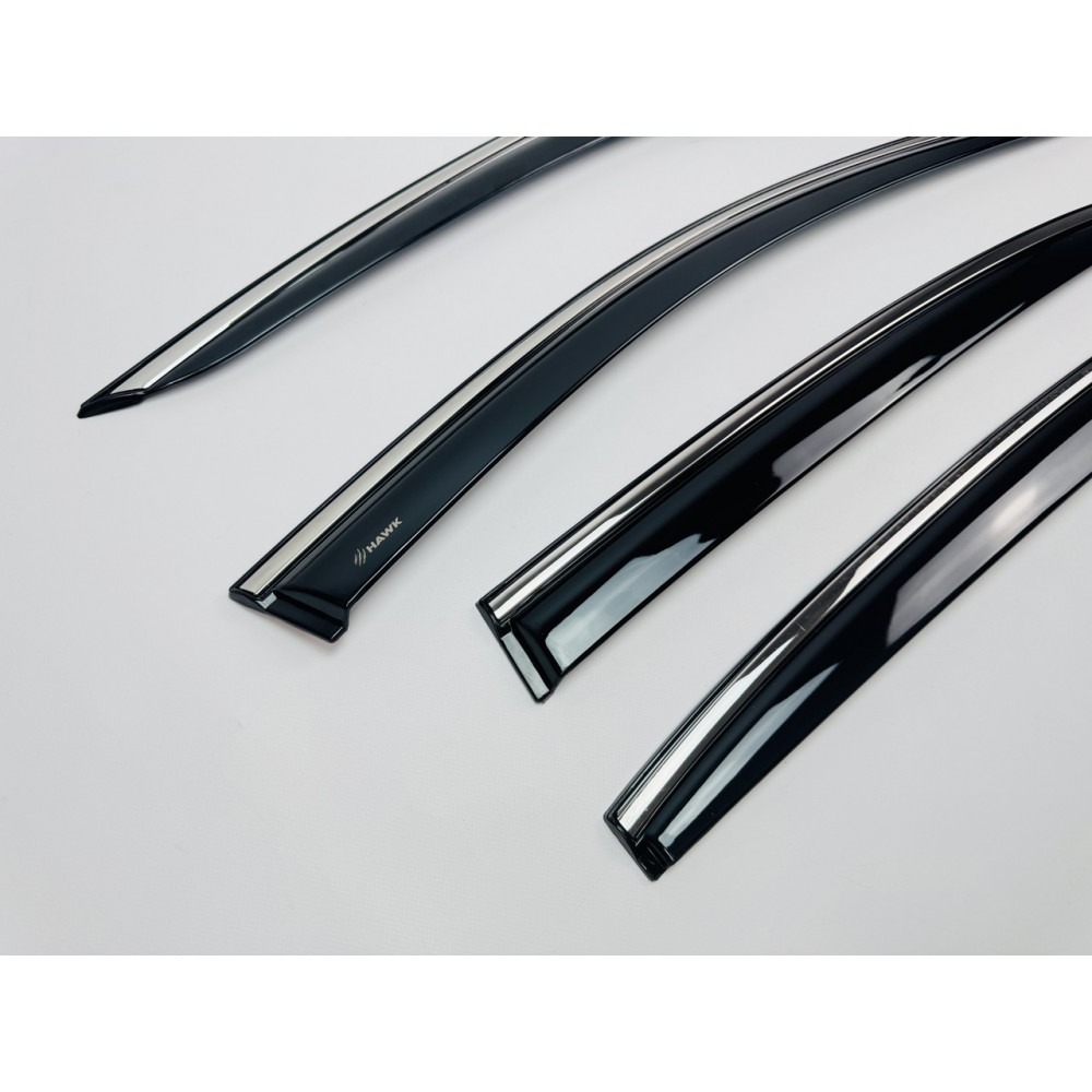 Дефлекторы окон (ветровики) для Peugeot 5008 2017+ c нерж хром полоской (HAWK)