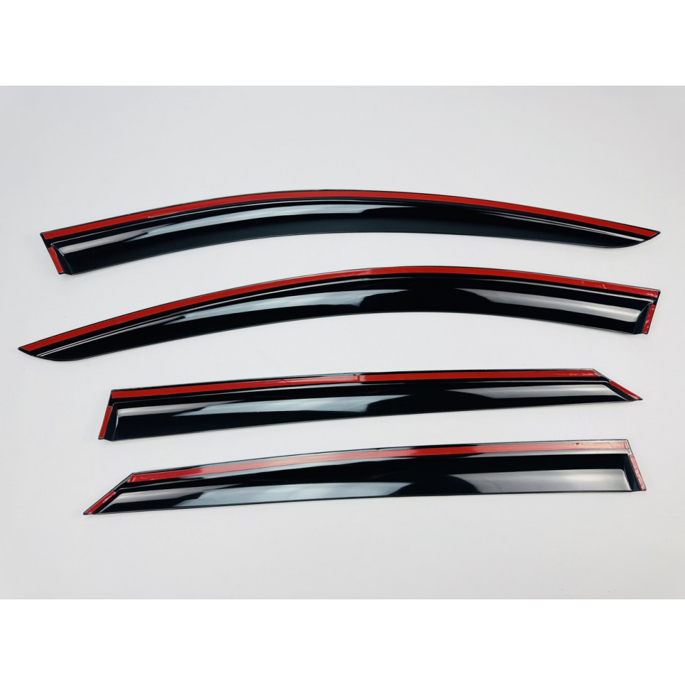 Дефлекторы окон (ветровики) для Peugeot 5008 2017+ c нерж хром полоской (HAWK)