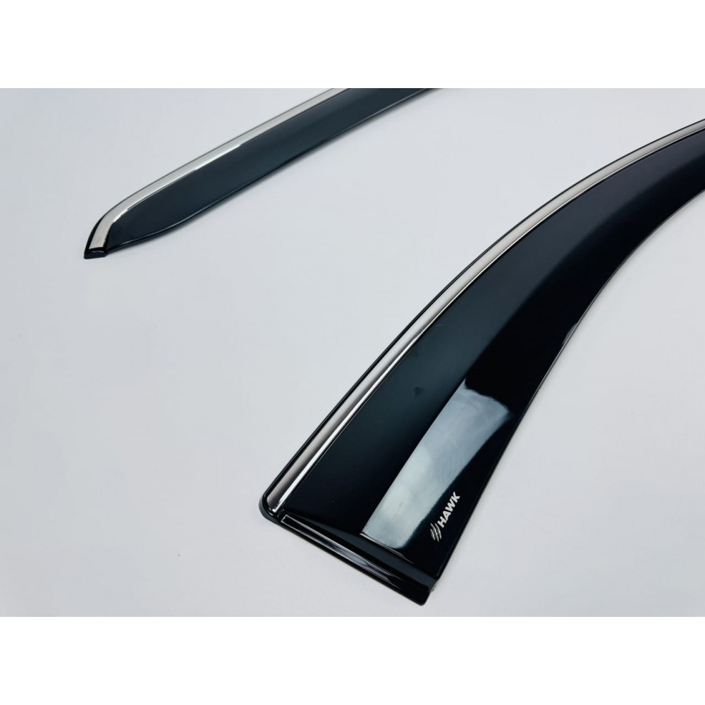 Дефлекторы окон (ветровики) для Volkswagen Caddy/Ford  Connect 2020+ c нерж. хром полоской (HAWK)