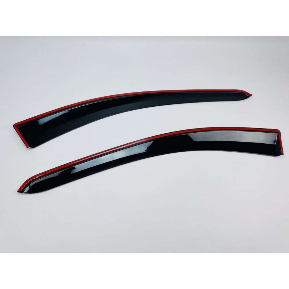 Дефлекторы окон (ветровики) для Volkswagen Caddy/Ford  Connect 2020+ c нерж. хром полоской (HAWK)