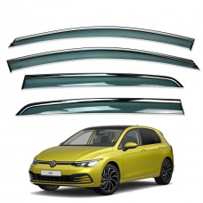 Дефлекторы окон (ветровики) для Volkswagen GOLF 8 2020+  c нерж. хром полоской (HAWK)
