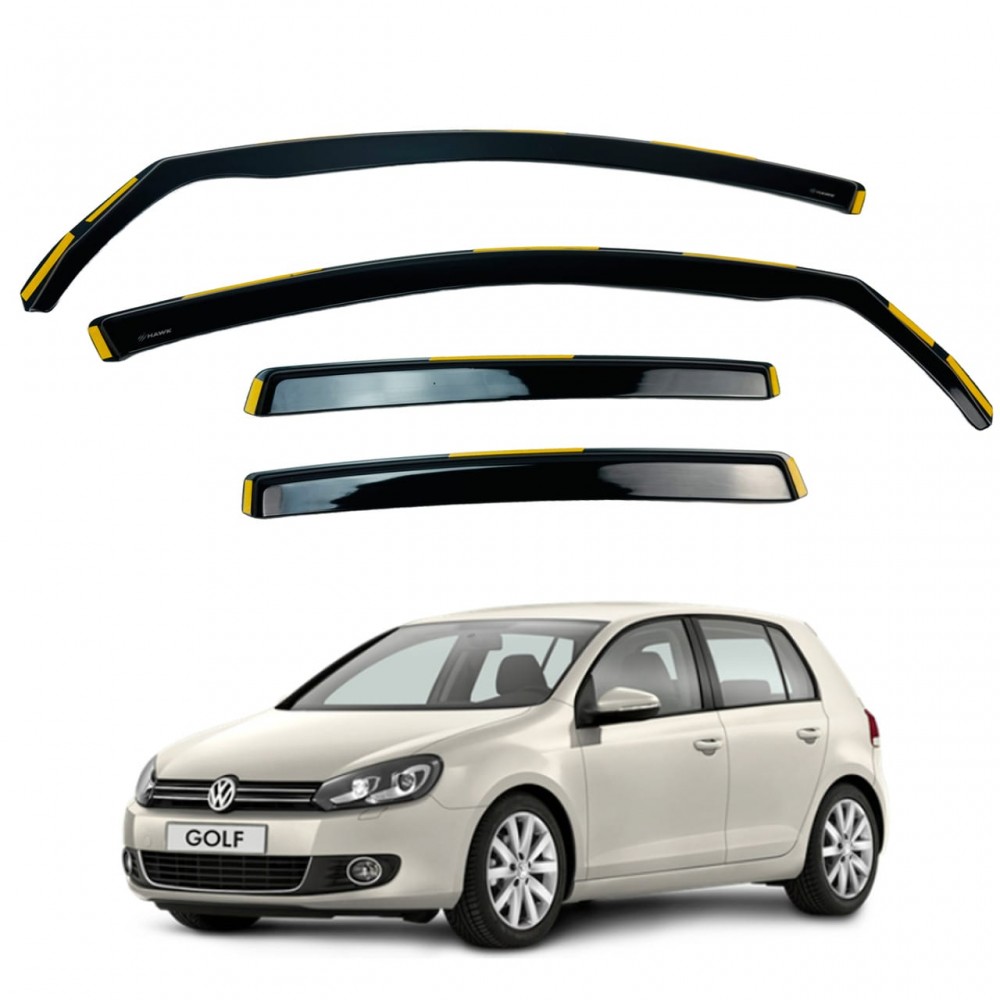 Дефлектори вікон (вітровики) для Volkswagen Golf-6 2008-2012 HB ВСТАВНІ (HAWK)