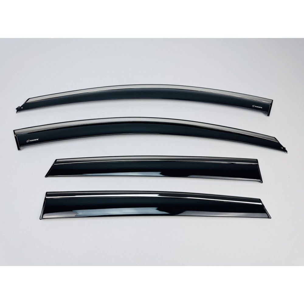 Дефлектори вікон (вітровики) для Volkswagen POLO HATCHBACK HTB 2009-2017 c нерж. хром полоской (HAWK