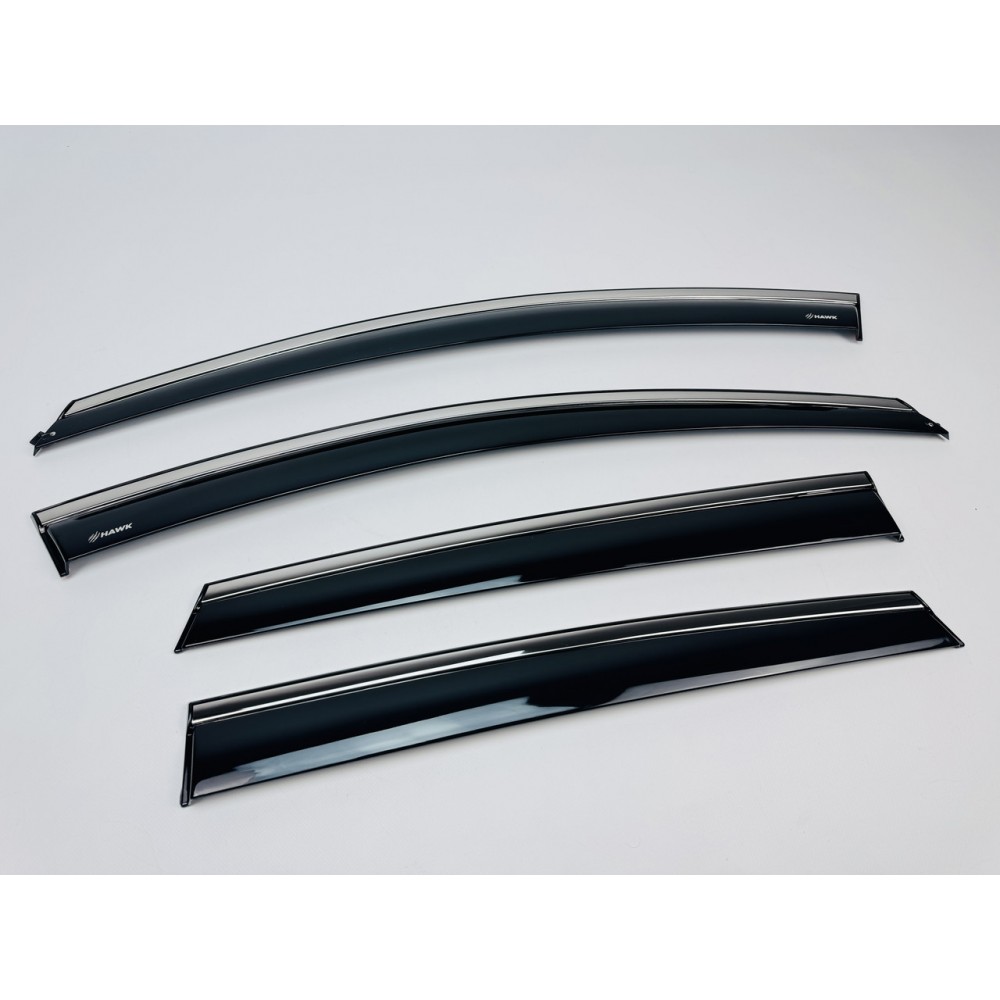 Дефлектори вікон (вітровики) для Volkswagen POLO HATCHBACK HTB 2009-2017 c нерж. хром полоской (HAWK