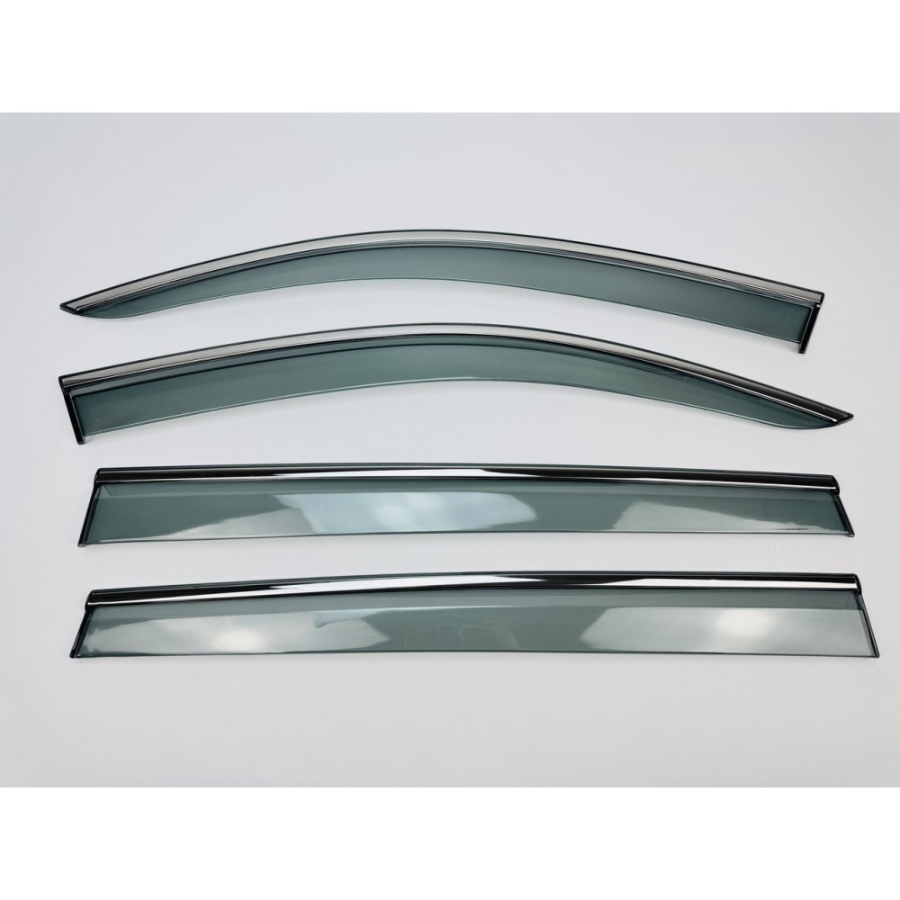 Дефлекторы окон (ветровики) для Volkswagen Tiguan 2016- Allispace 4ШТ. c нерж. хром полоской (HAWK)