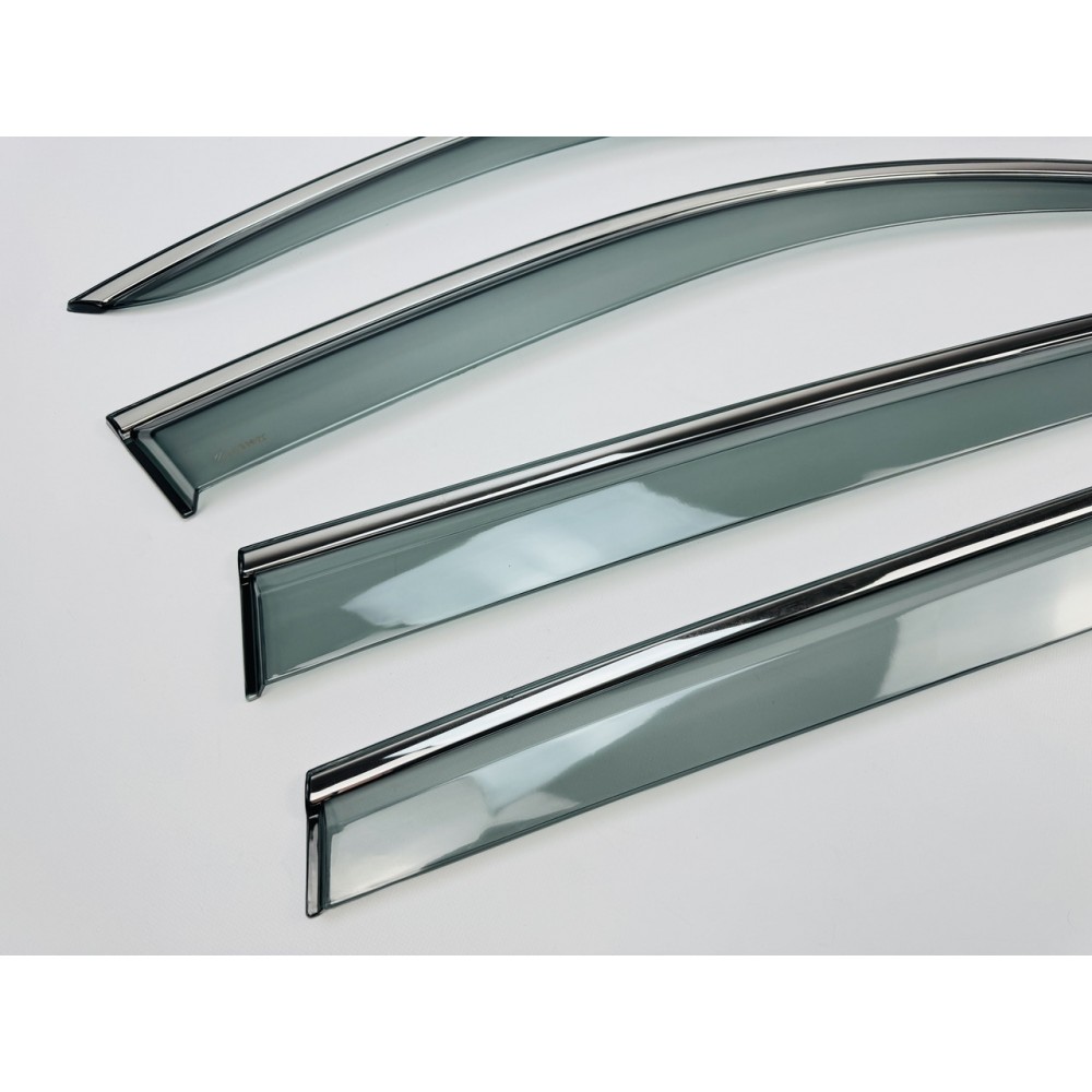 Дефлекторы окон (ветровики) для Volkswagen Tiguan 2016- Allispace 4ШТ. c нерж. хром полоской (HAWK)