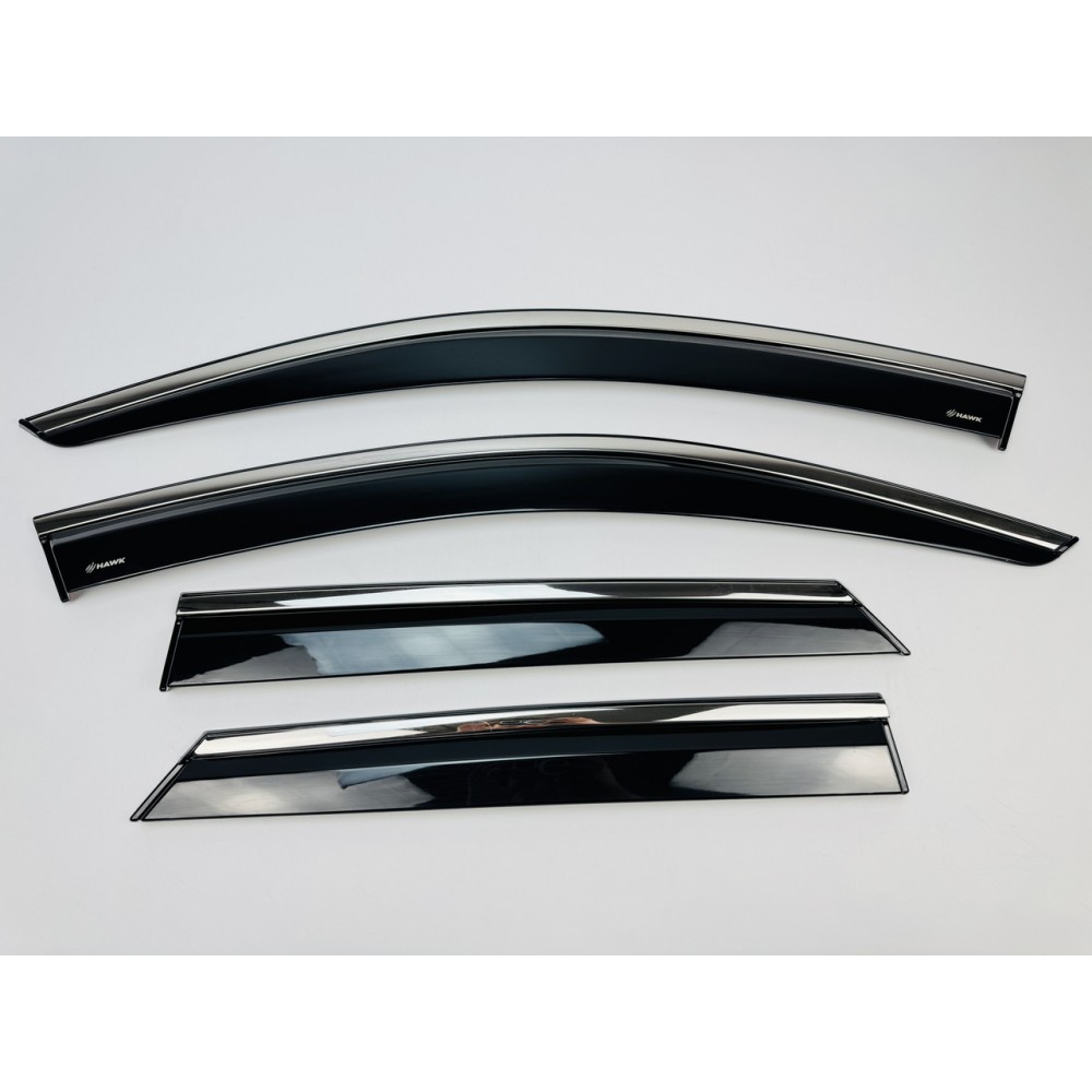Дефлекторы окон (ветровики) для Volkswagen T-Roc 2018+ c нерж. хром полоской (HAWK)
