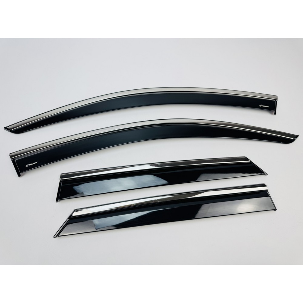 Дефлекторы окон (ветровики) для Volkswagen T-Roc 2018+ c нерж. хром полоской (HAWK)