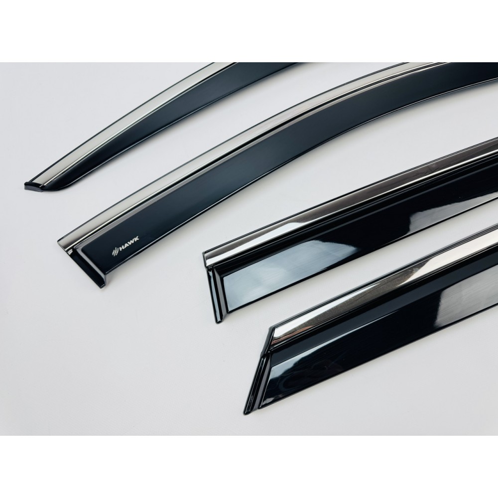 Дефлекторы окон (ветровики) для Volkswagen T-Roc 2018+ c нерж. хром полоской (HAWK)