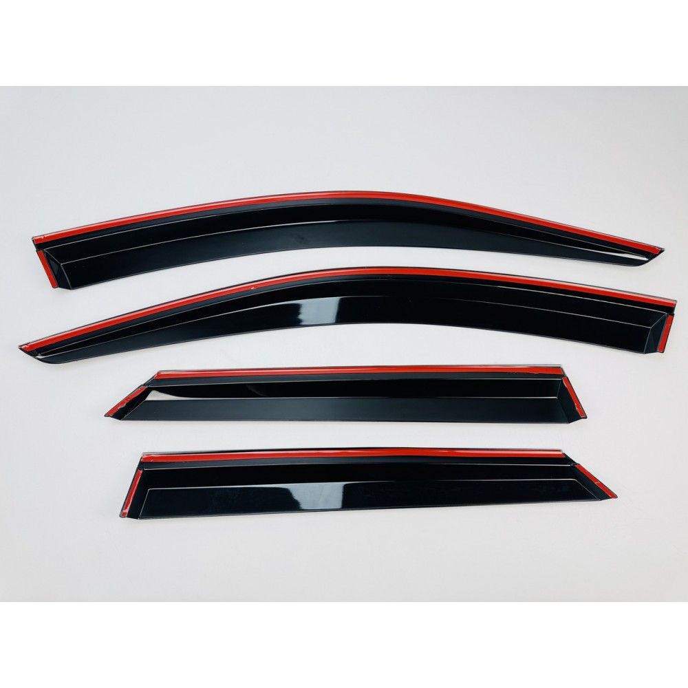 Дефлекторы окон (ветровики) для Volkswagen T-Roc 2018+ c нерж. хром полоской (HAWK)