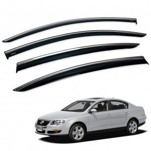 Дефлектори вікон (вітровики) для Volkswagen Passat B6/B7 2005-2015 Sedan нерж.хром полоскою (HAWK)