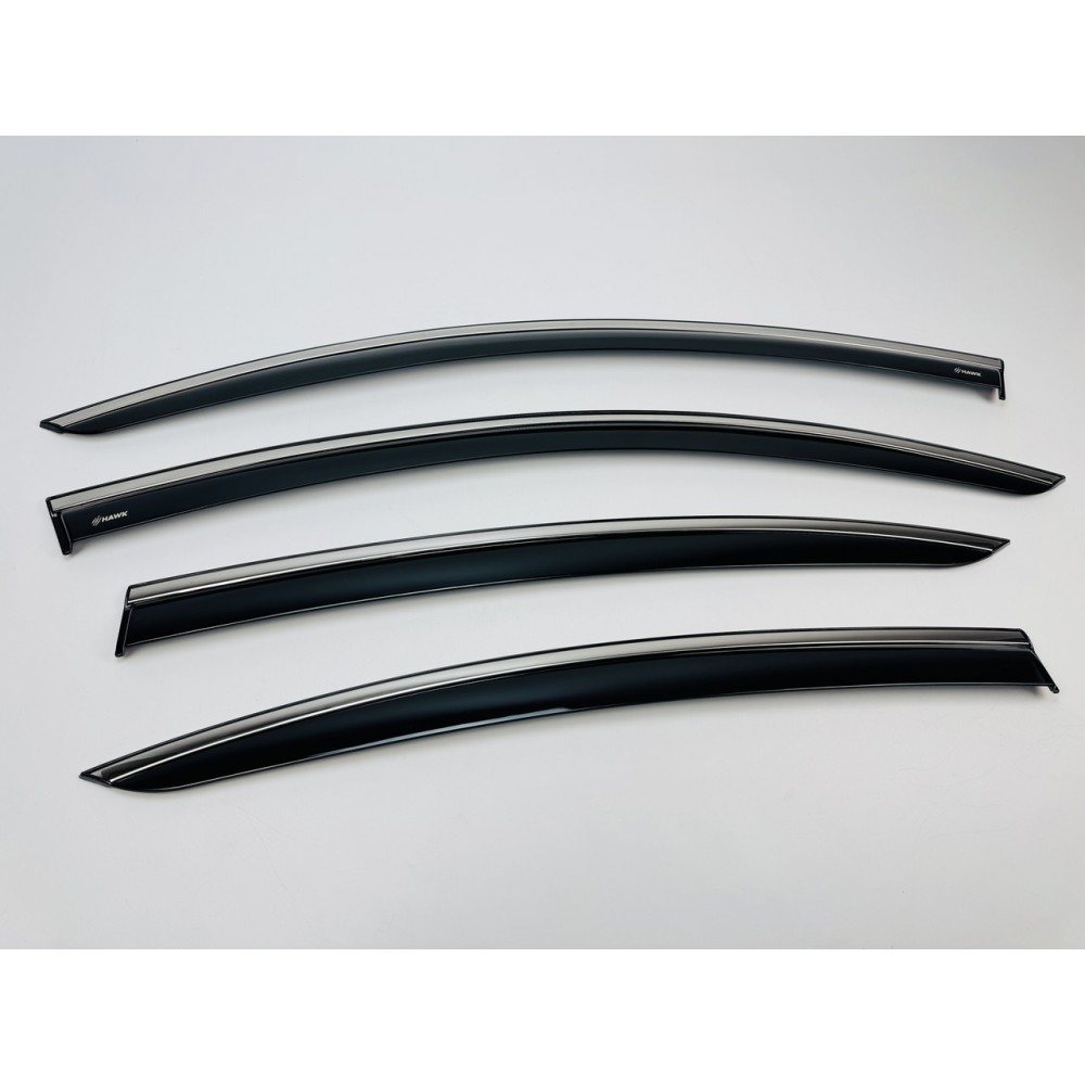 Дефлекторы окон (ветровики) для Volkswagen Passat B6/B7 2005-2015 Sedan нерж. хром полоской (HAWK)