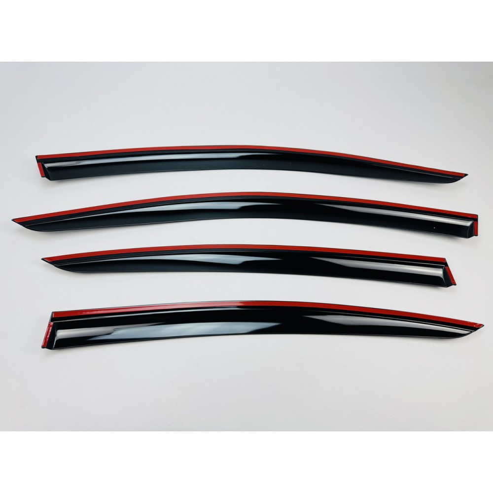 Дефлекторы окон (ветровики) для Volkswagen Passat B6/B7 2005-2015 Sedan нерж. хром полоской (HAWK)