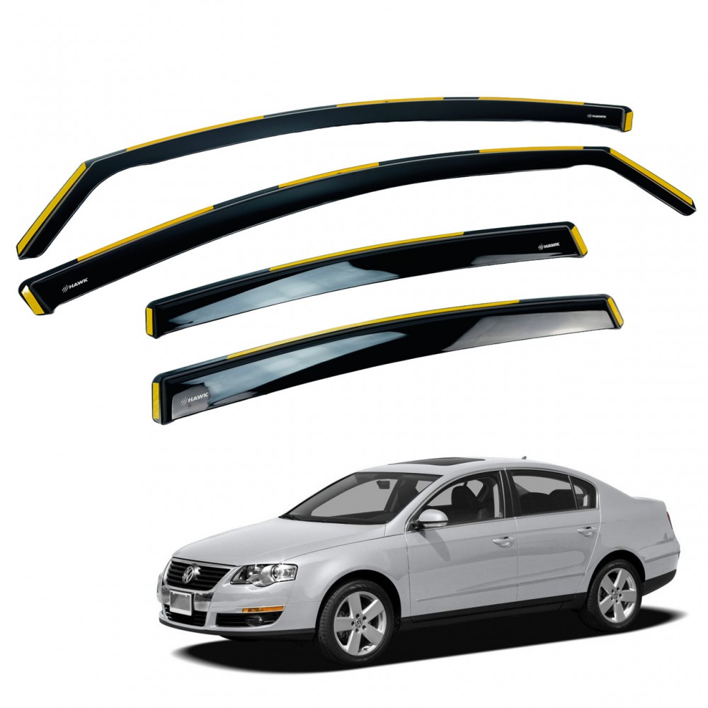 Дефлектори вікон (вітровики) для Volkswagen Passat B6/B7 2005-2015 Sedan Вставні (HAWK)