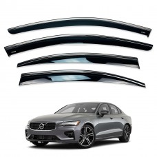 Дефлектори вікон (вітровики) для Volvo S60 2019+ з нерж.хром полоскою (HAWK)