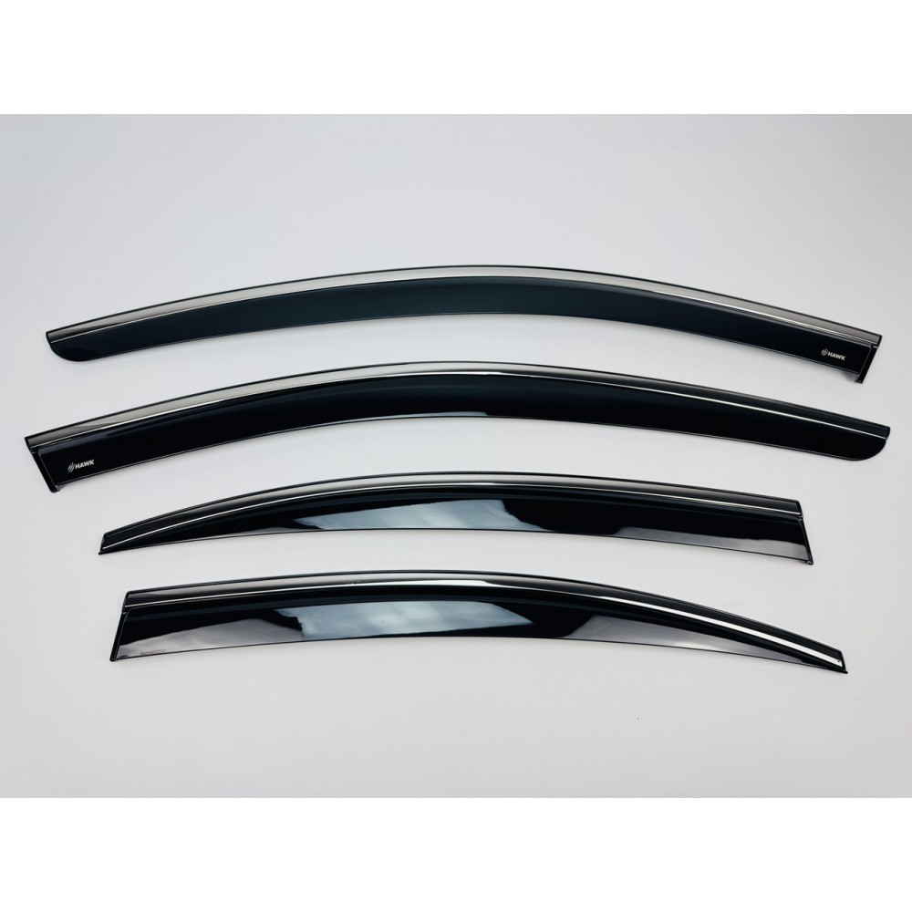 Дефлектори вікон (вітровики) для Volvo S60 2019+ з нерж.хром полоскою (HAWK)