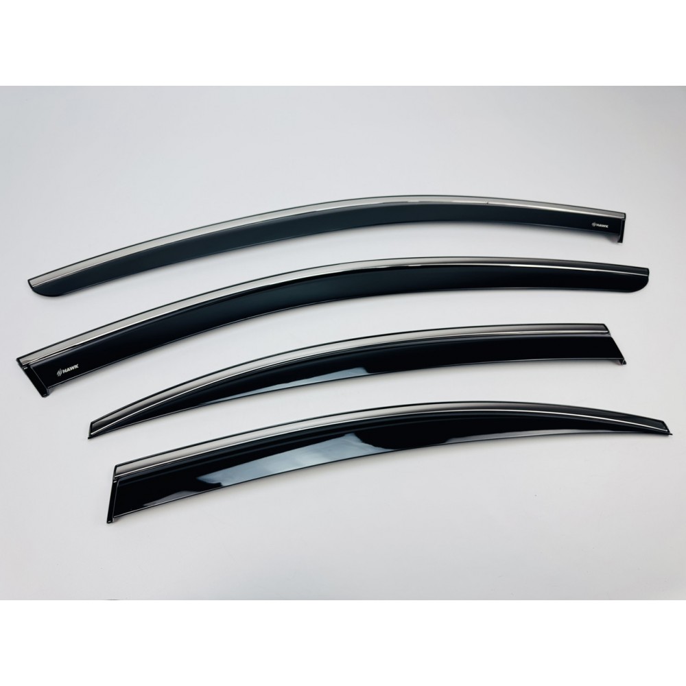 Дефлектори вікон (вітровики) для Volvo S60 2019+ з нерж.хром полоскою (HAWK)