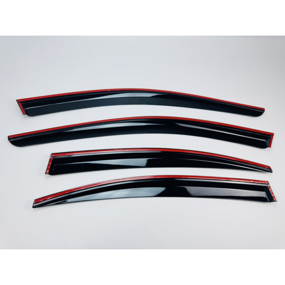 Дефлектори вікон (вітровики) для Volvo S60 2019+ з нерж.хром полоскою (HAWK)