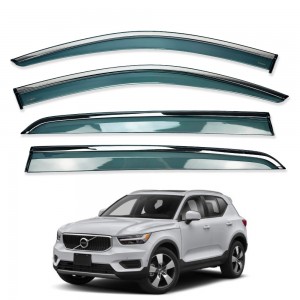 Дефлектори вікон (вітровики) для Volvo XC40 2018+ з нерж. хром полоскою (HAWK)