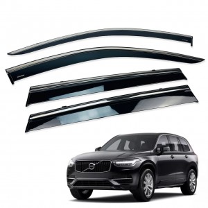 Дефлектори вікон (вітровики) для Volvo XC90 2015+ з нерж. хром полоскою (HAWK)