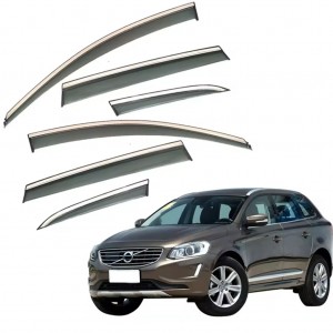 Дефлектори вікон (вітровики) для Volvo XC60 2008-2018 6шт. з нерж. хром полоскою (HAWK)