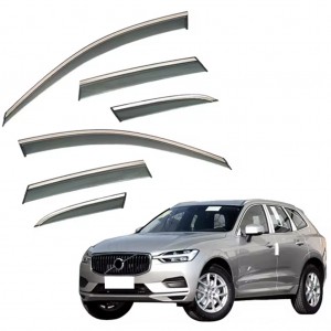 Дефлектори вікон (вітровики) для Volvo XC60 2018+ 6шт. з нерж. хром полоскою (HAWK)