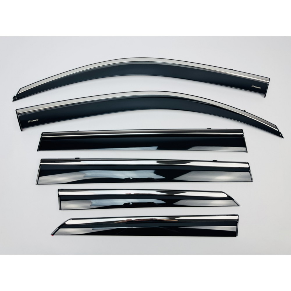 Дефлекторы окон (ветровики) для Toyota LC 150 Prado /GX 460 2010+ 6шт c нерж. хром полоской (HAWK)