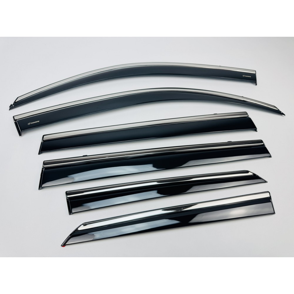 Дефлекторы окон (ветровики) для Toyota LC 150 Prado /GX 460 2010+ 6шт c нерж. хром полоской (HAWK)