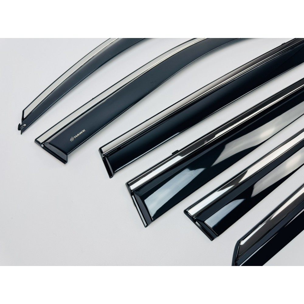 Дефлекторы окон (ветровики) для Toyota LC 150 Prado /GX 460 2010+ 6шт c нерж. хром полоской (HAWK)