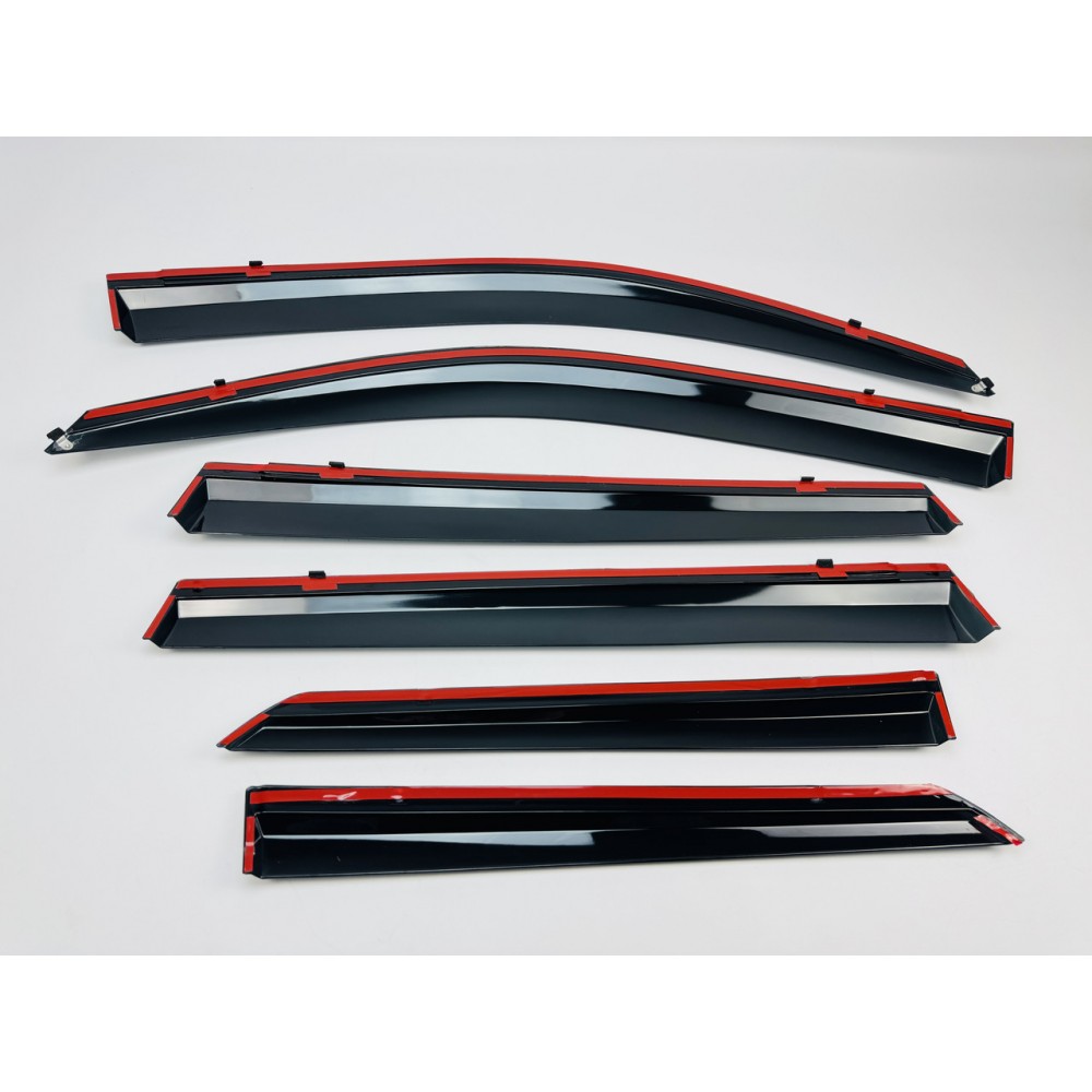 Дефлекторы окон (ветровики) для Toyota LC 150 Prado /GX 460 2010+ 6шт c нерж. хром полоской (HAWK)