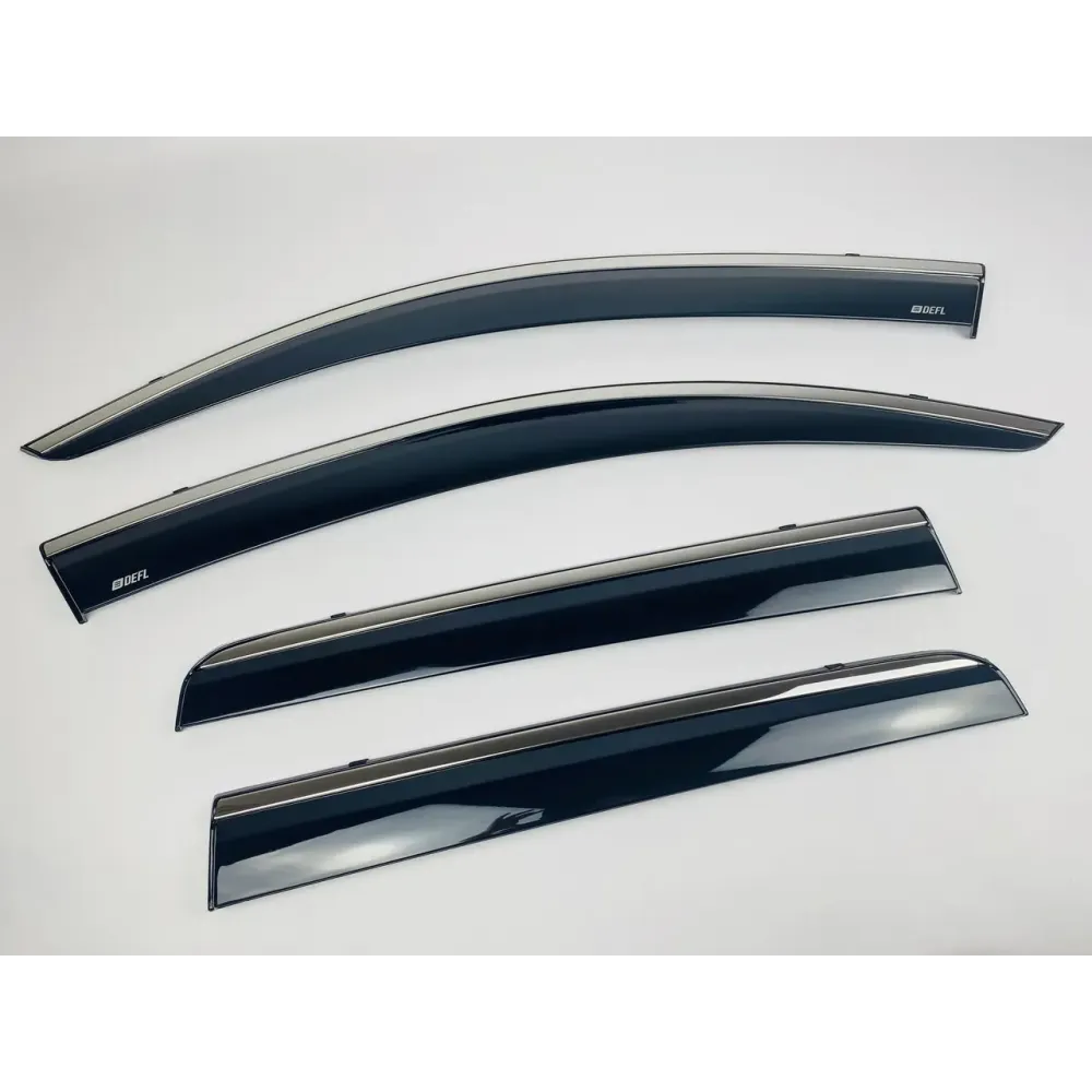 Дефлектори вікон (вітровики) для Mitsubishi Outlander 2012-2020 4ШТ. з нерж.хром полоскою (HAWK)