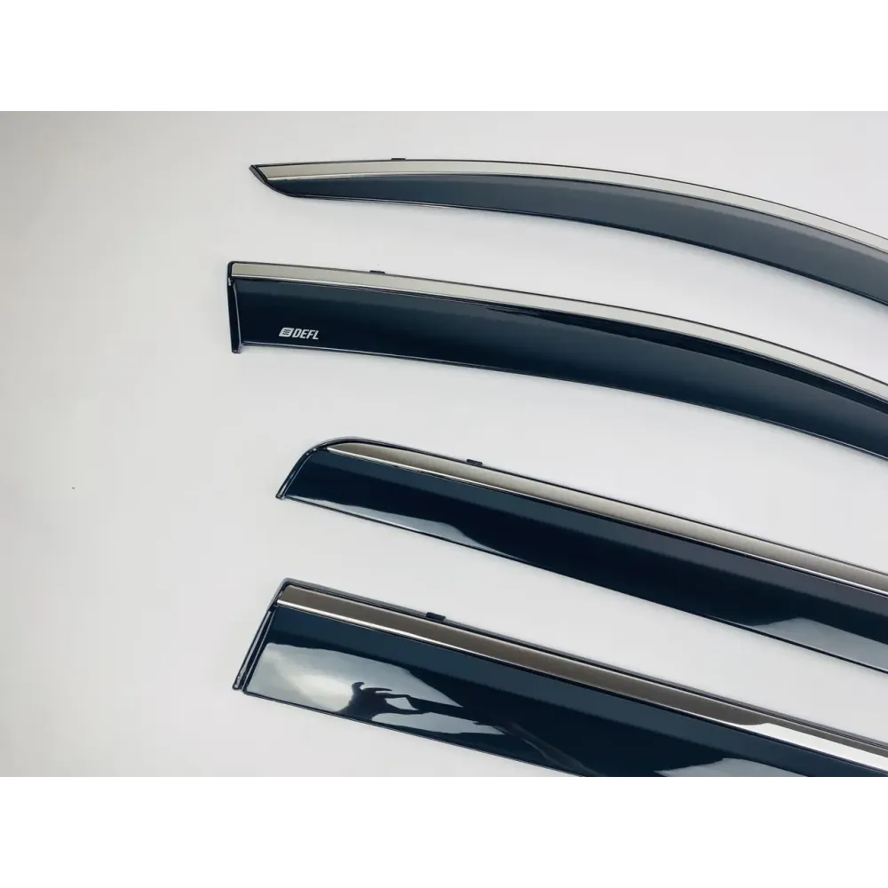 Дефлектори вікон (вітровики) для Mitsubishi Outlander 2012-2020 4ШТ. з нерж.хром полоскою (HAWK)