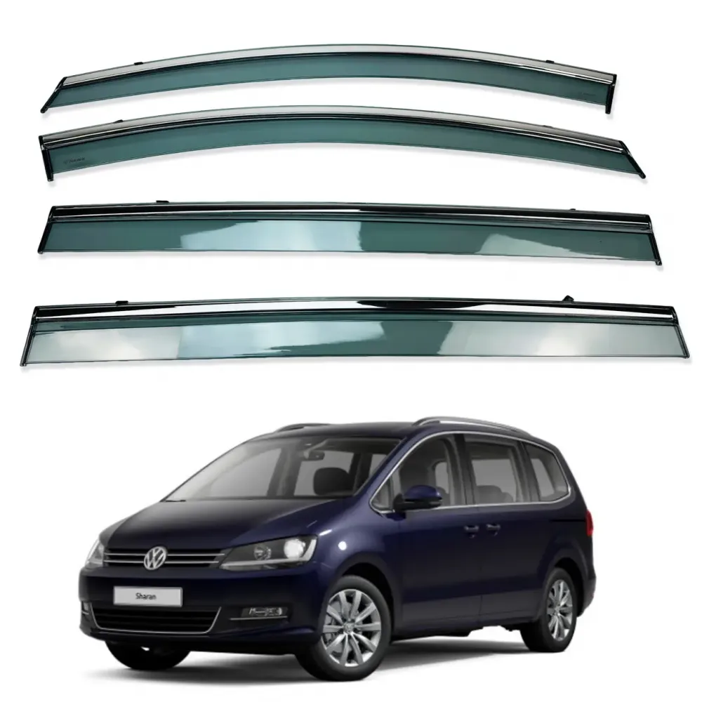 Дефлектори вікон (вітровики) для Volkswagen Sharan 2010+/SEAT ALHAMBRA з нерж.хром полоскою (HAWK)