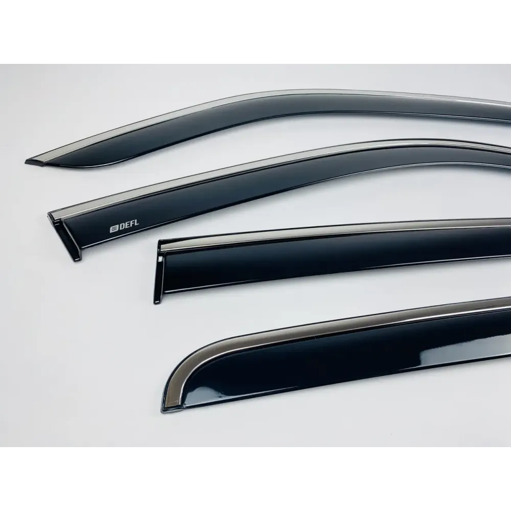 Дефлекторы окон (ветровики) для Volkswagen Amarok 2009+ c нерж. хром полоской (DEFL)