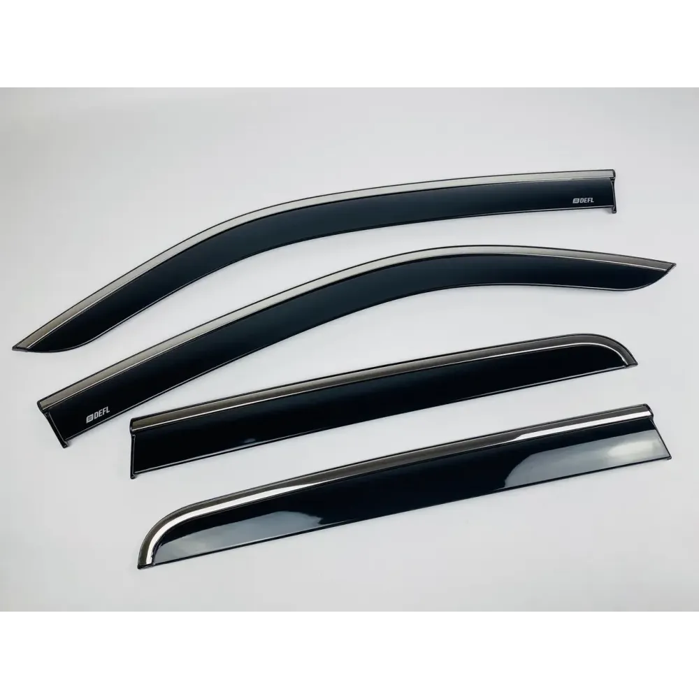 Дефлекторы окон (ветровики) для Volkswagen Amarok 2009+ c нерж. хром полоской (DEFL)